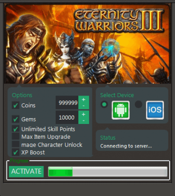 ETERNITY WARRIORS 3. Чит на монеты и кристаллы.