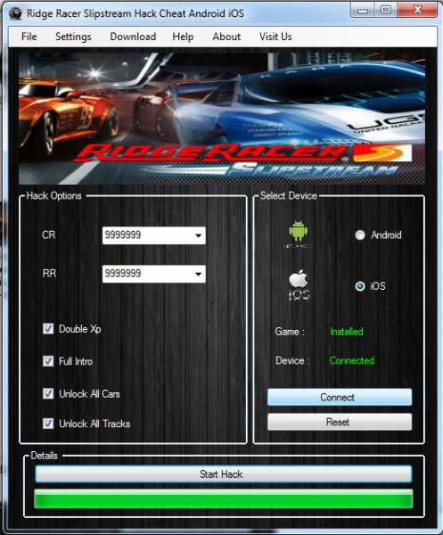 Взлом Ridge Racer Slipstream. Чит для Андроид и iOS.