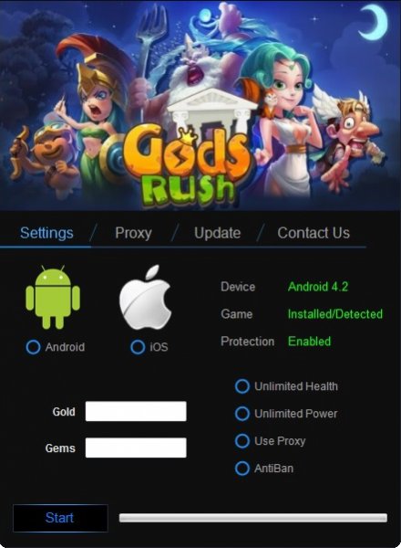 ВЗЛОМ Gods Rush. ЧИТ на золото и кристаллы.