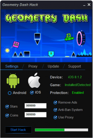 ВЗЛОМ Geometry Dash. ЧИТ на звезды, монетки, открыть все предметы.	