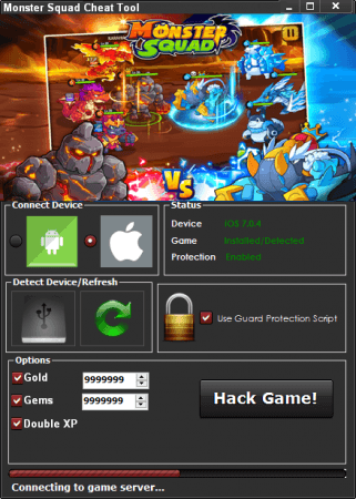 ВЗЛОМ Monster Squad. ЧИТ на кристаллы и золото.