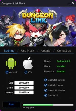 ЧИТ Dungeon Link. ВЗЛОМ на кристаллы, золото, медали. 